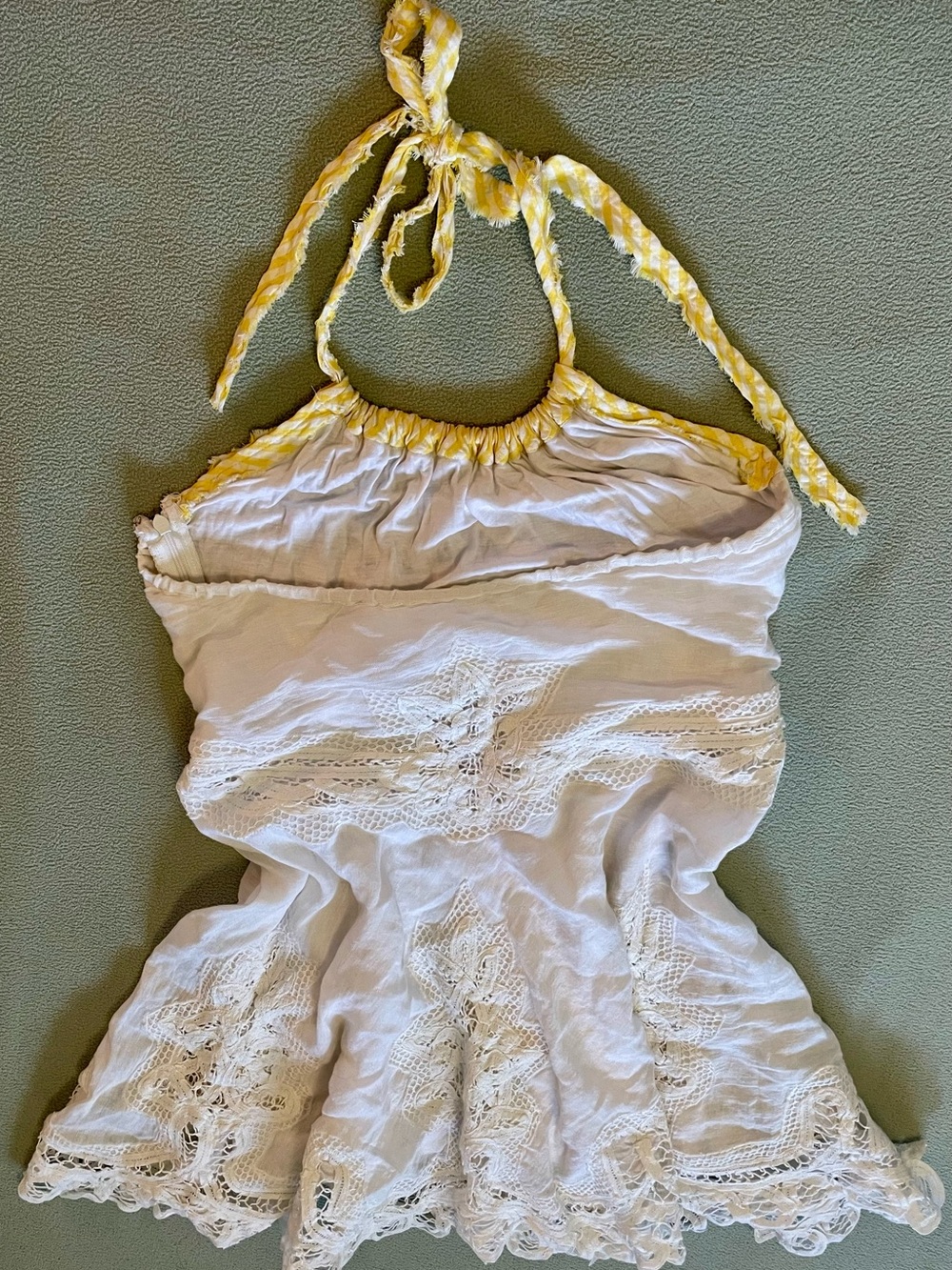 Free People White Halter Dress with Yellow Trim - Picture 3 of 3